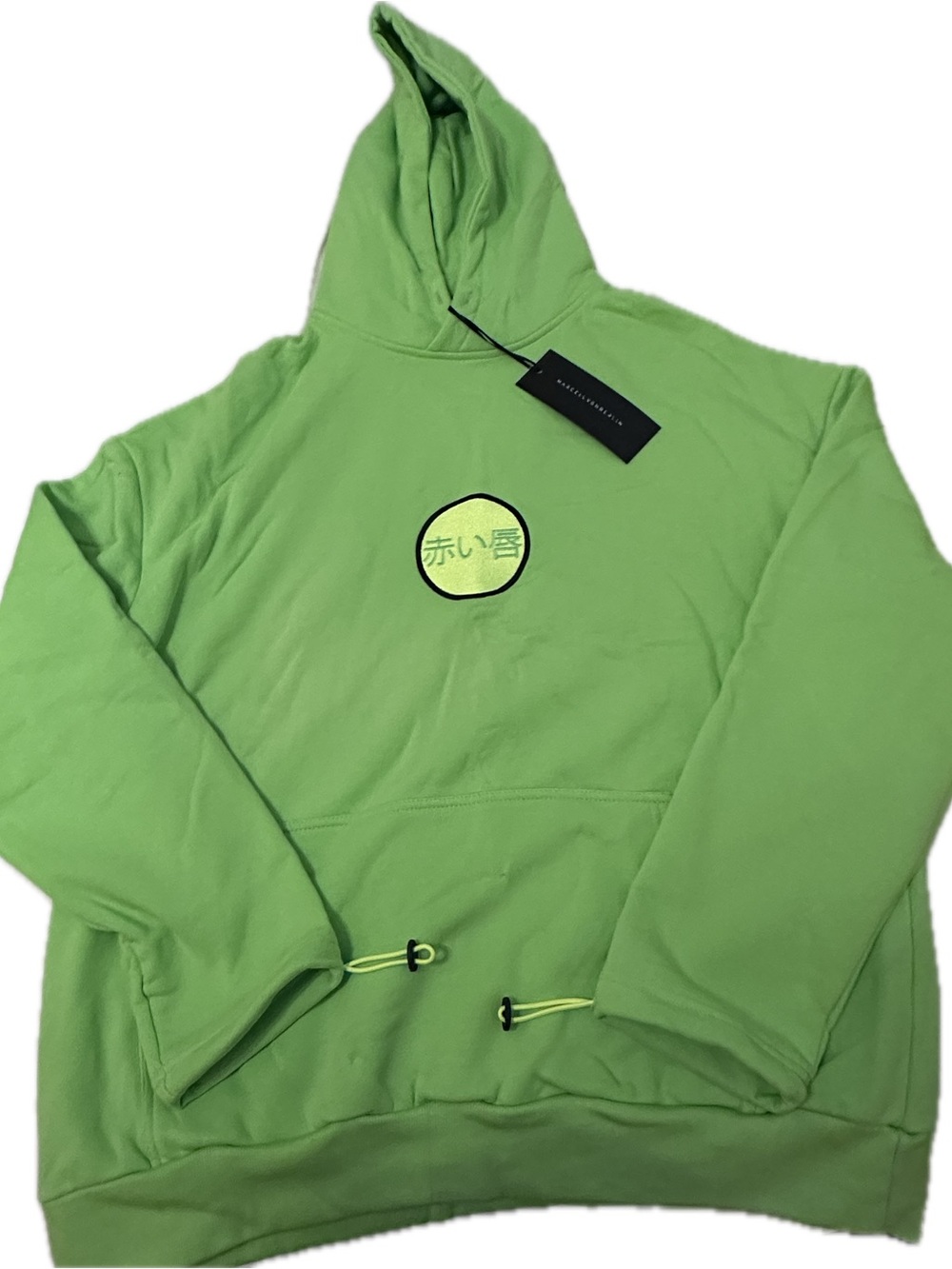 💚NWT💚 Neon Green Hoodie with Japanese Logo 💚 Luxury Designer